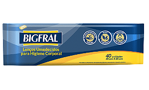 LENÇOS UMEDECIDOS P/HIGIENE CORPORAL BIGFRAL C/40 UNIDADES